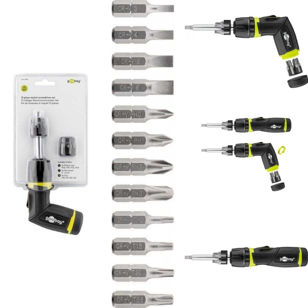 Set Surubelnita Cu Clichet 12biti Crv 4x Phillips Ph0 Ph1 Ph2 Ph3 Capete Plane 4x 3mm 4mm 5mm 6mm 4x Torx T10 T15 T20 T25 Goobay