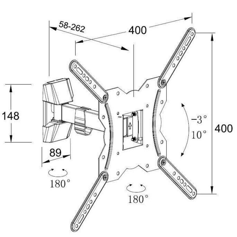 Suport Tv Lcd De Perete 23″ 55″ Reglabil 1 Brat Well