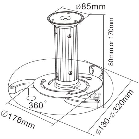 Suport Proiector De Tavan Gri Cabletech Uch0100