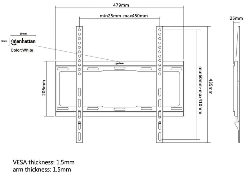 Suport Universal Tv De Fixare Pe Perete 32 55 Inch Max 40kg 460934 Manhattan