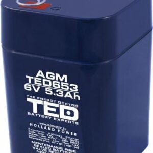 acumulator agm vrla 6v 53a dimensiuni 67mm x 67mm x h 97mm cu arcuri tip 4r25 ted battery expert holland