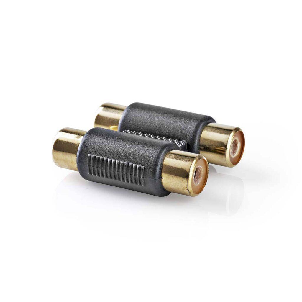 adaptor audio stereo 2x rca mama 2x rca mama aurit 1buc nedis 2