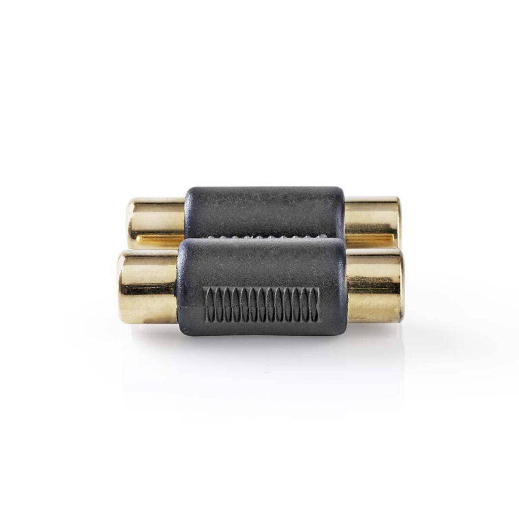 adaptor audio stereo 2x rca mama 2x rca mama aurit 1buc nedis 3