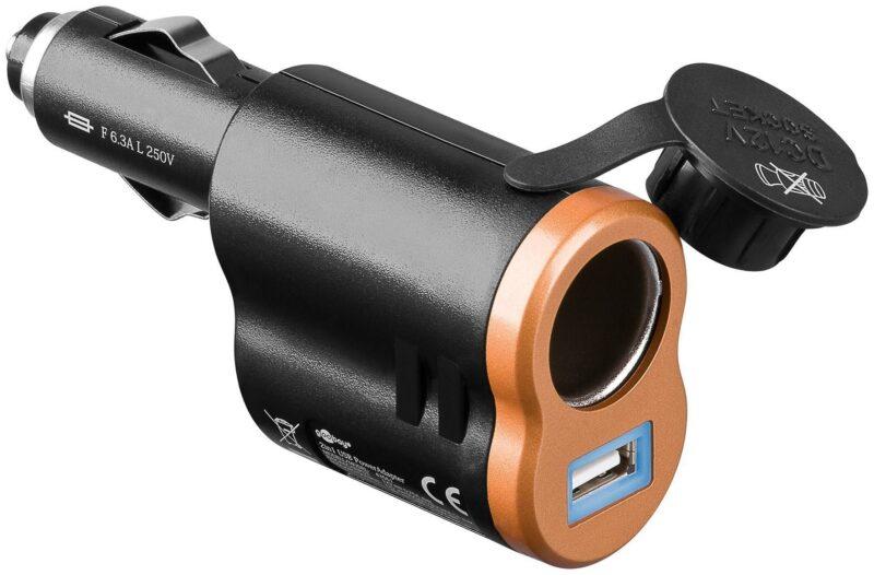 adaptor bricheta masina 2in1 6a usb 1a goobay