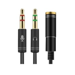 adaptor cablu casca microfon 4 pini mama la 2x jack 35 mm 03m slim negru