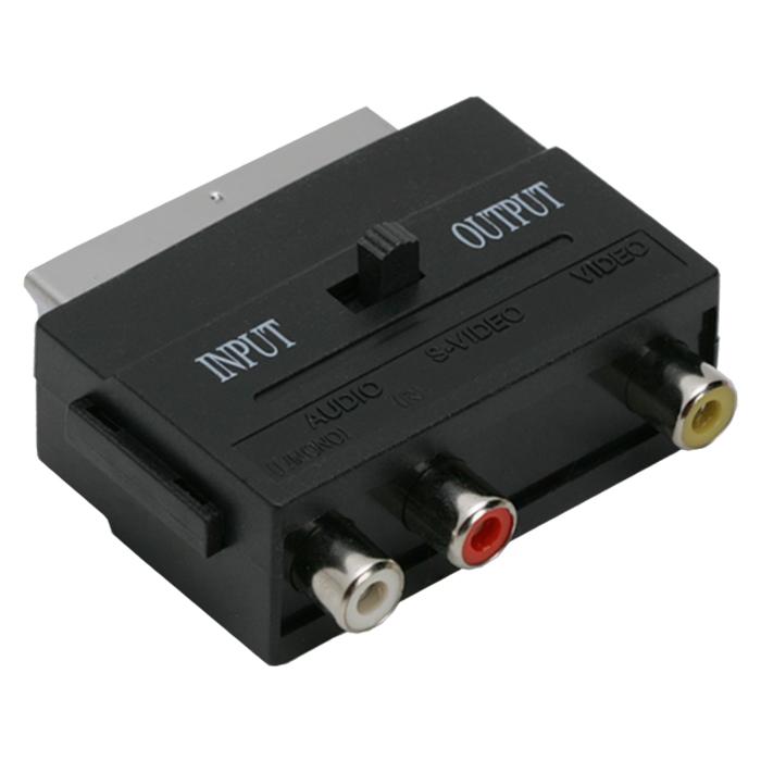 adaptor euro rca soclu 3x rca fisa euroscart cu comutator in out 05161