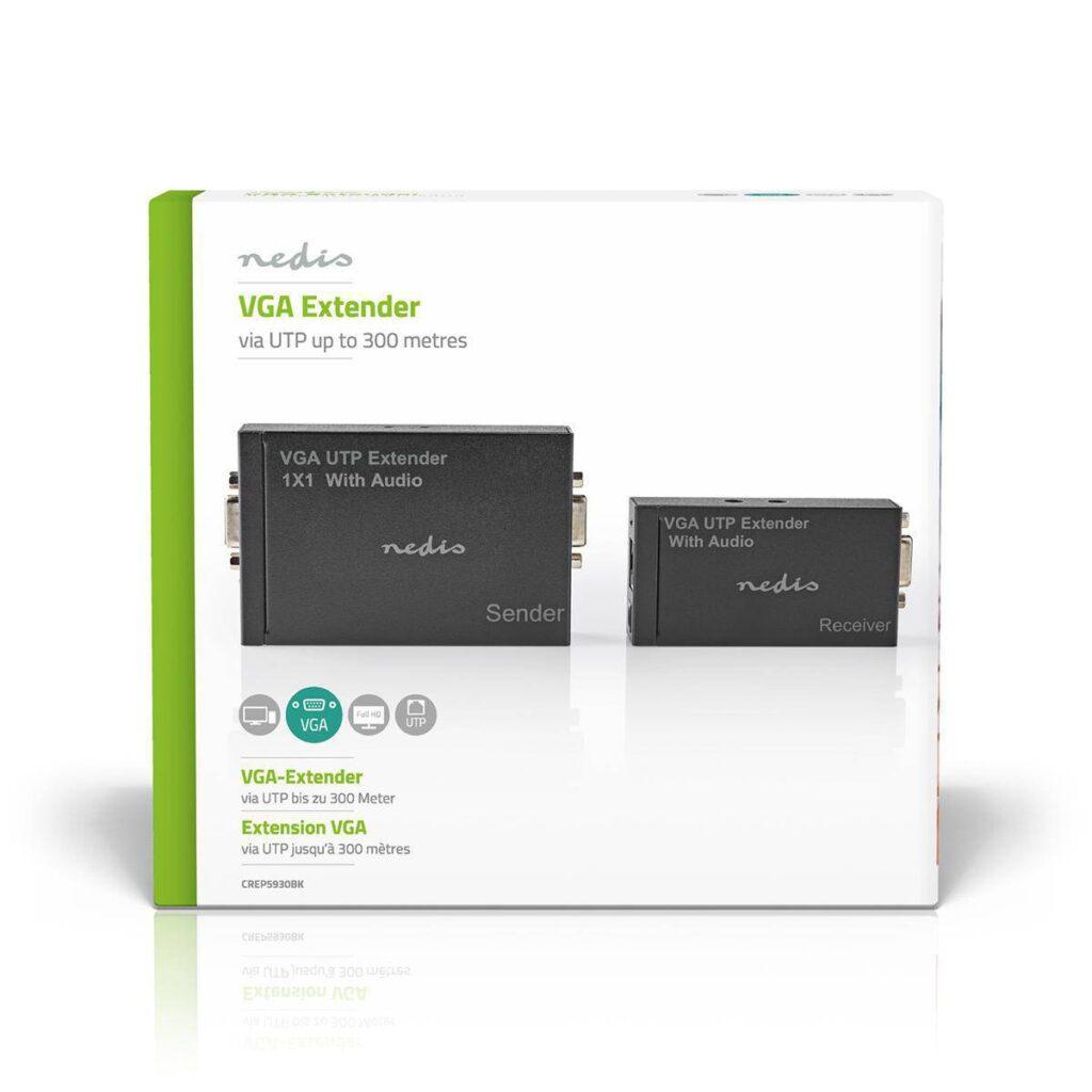 adaptor prelungitor vga full hd audio prin cablu utp nedis