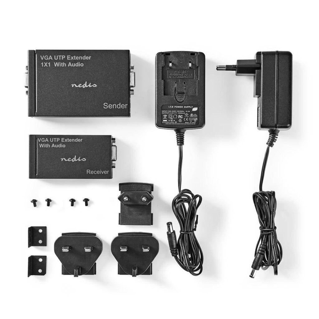 adaptor prelungitor vga full hd audio prin cablu utp nedis 2