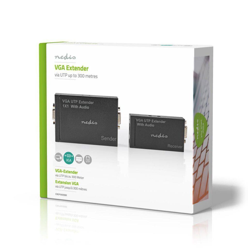 adaptor prelungitor vga full hd audio prin cablu utp nedis 7