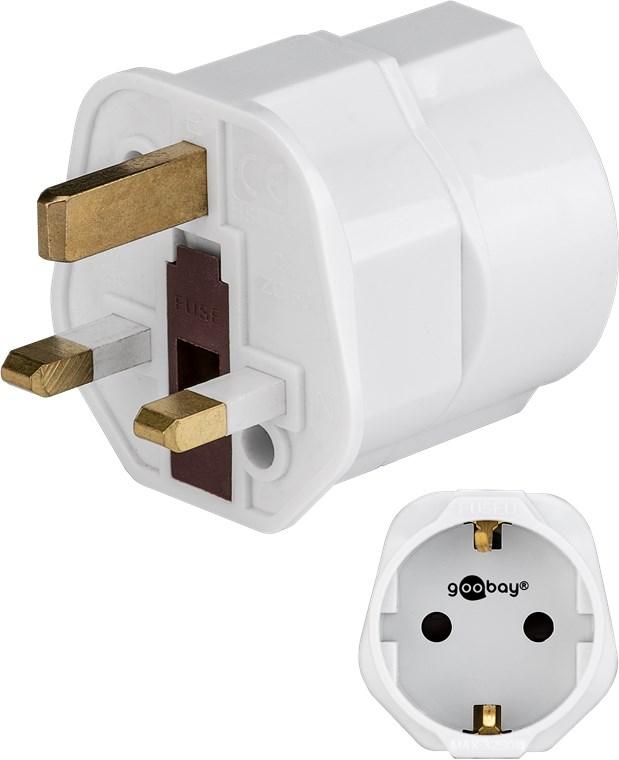 adaptor priza eu schuko priza uk cu pamantare pentru calatorii goobay 1