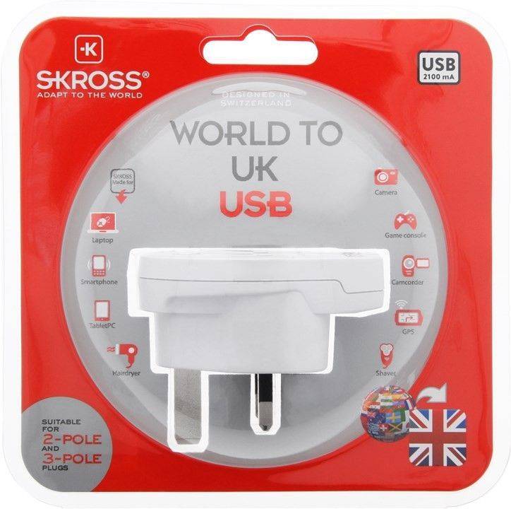 adaptor priza skross universal world uk cu usb 5