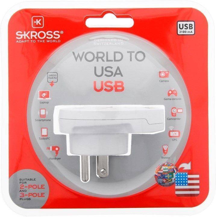adaptor priza universal world usa cu usb skross 5