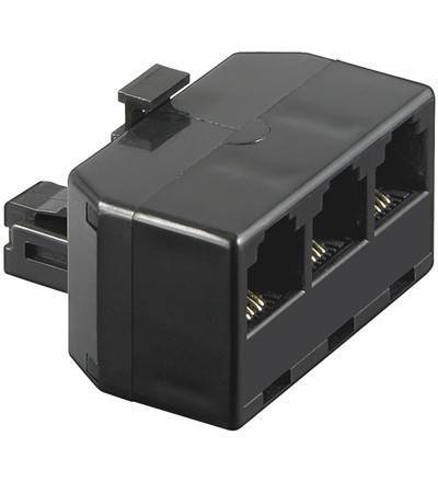 adaptor rj11 tata la 3x rj11 mama negru goobay