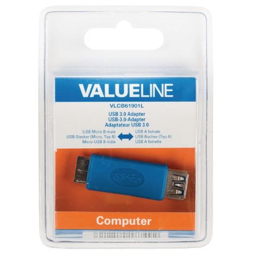 adaptor usb 30 micro usb b tata 30 usb a mama 30 albastru valueline 5