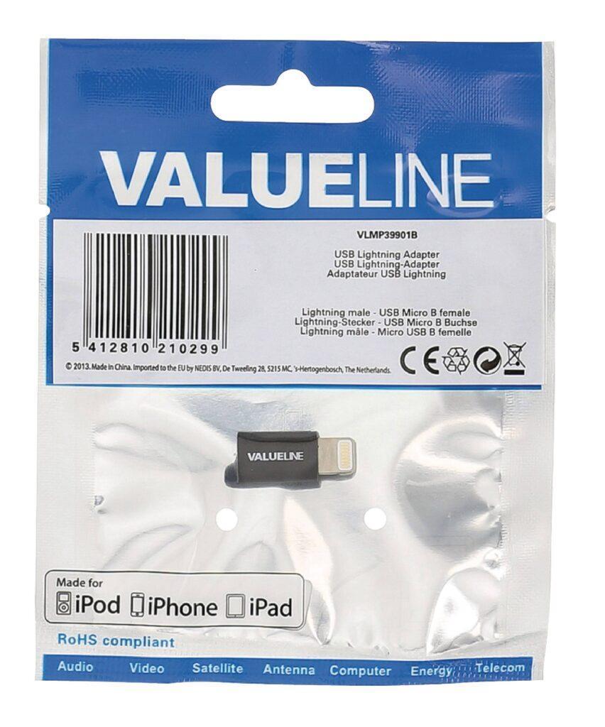 adaptor usb lightning tata micro usb mama negru valueline 3 scaled