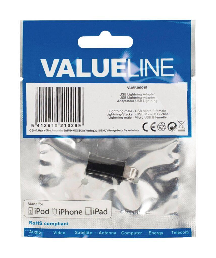 adaptor usb lightning tata micro usb mama negru valueline 5 scaled