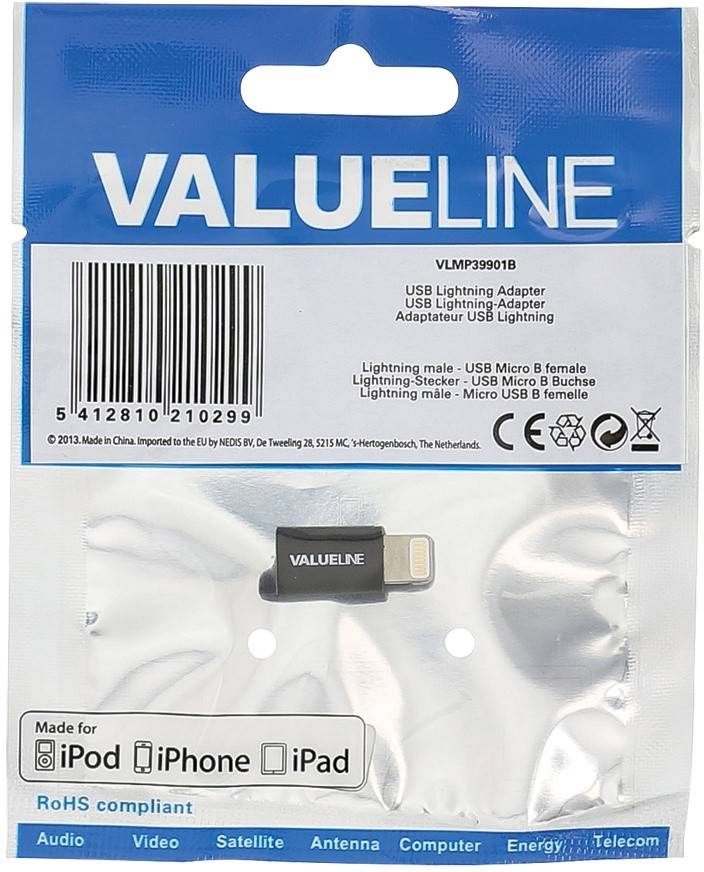 adaptor usb lightning tata micro usb mama negru valueline