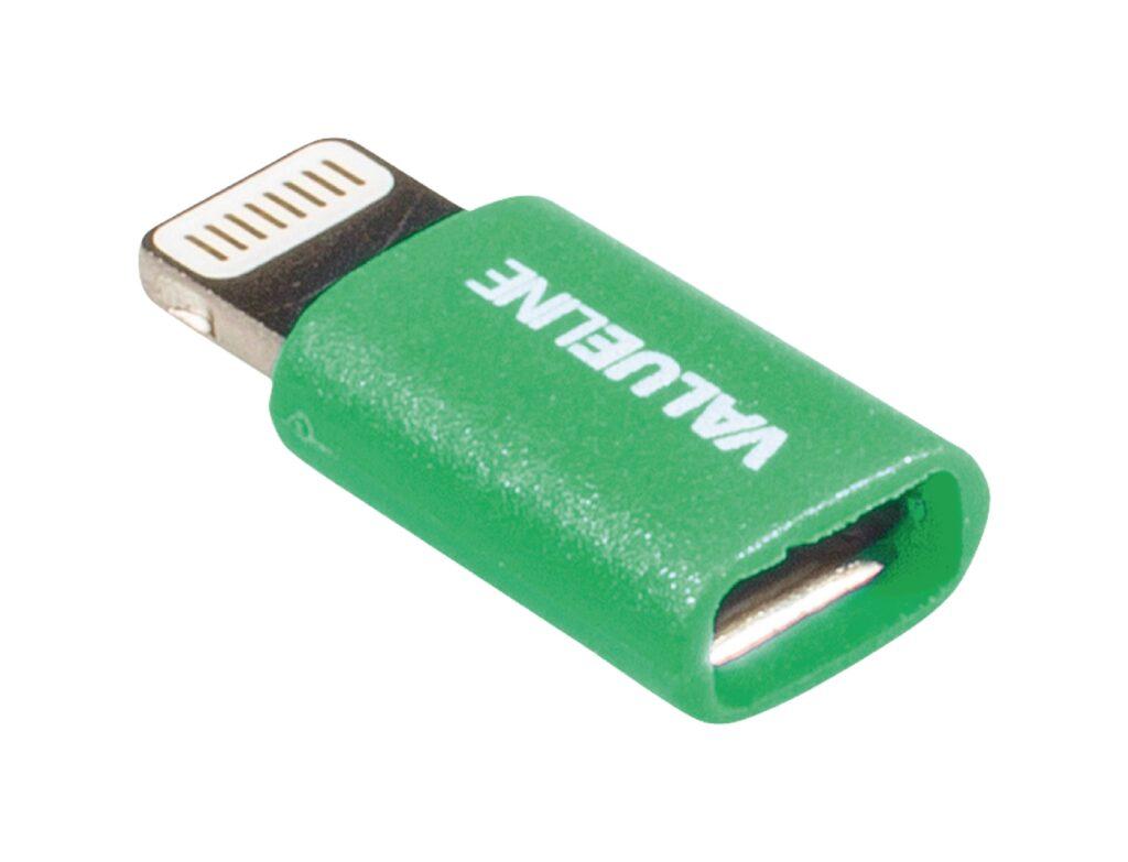 adaptor usb lightning tata micro usb mama verde valueline scaled