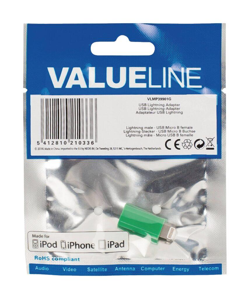 adaptor usb lightning tata micro usb mama verde valueline 3 scaled