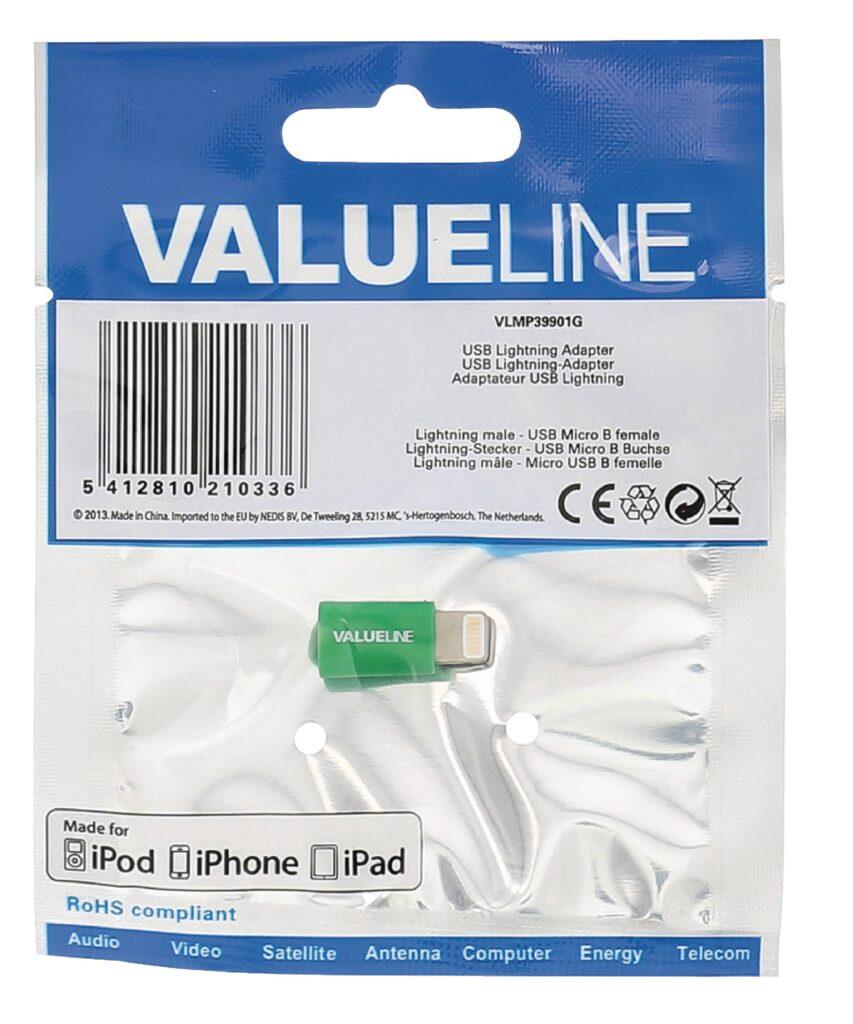 adaptor usb lightning tata micro usb mama verde valueline 4 scaled