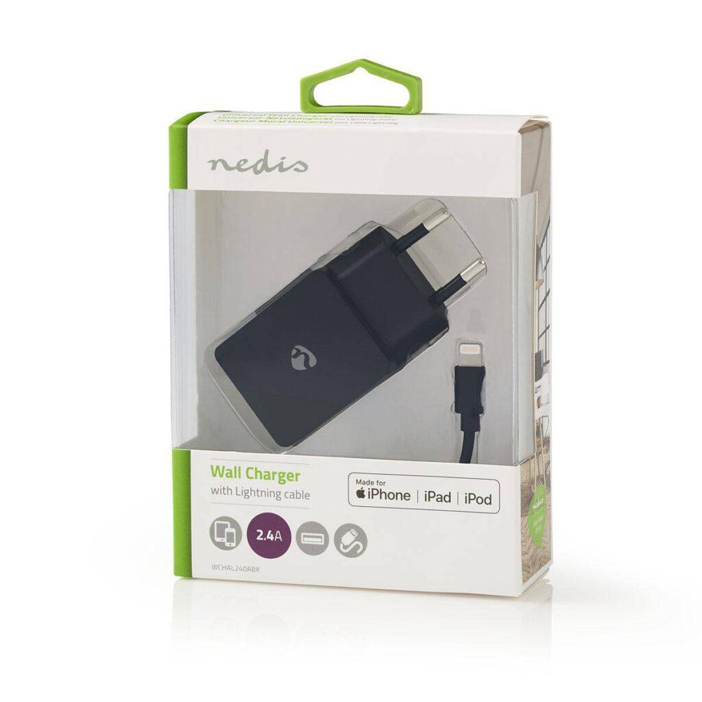 alimentator 110 240v usb x1 iesire 24a negru cablu lighting inclus certificat mfi nedis 5