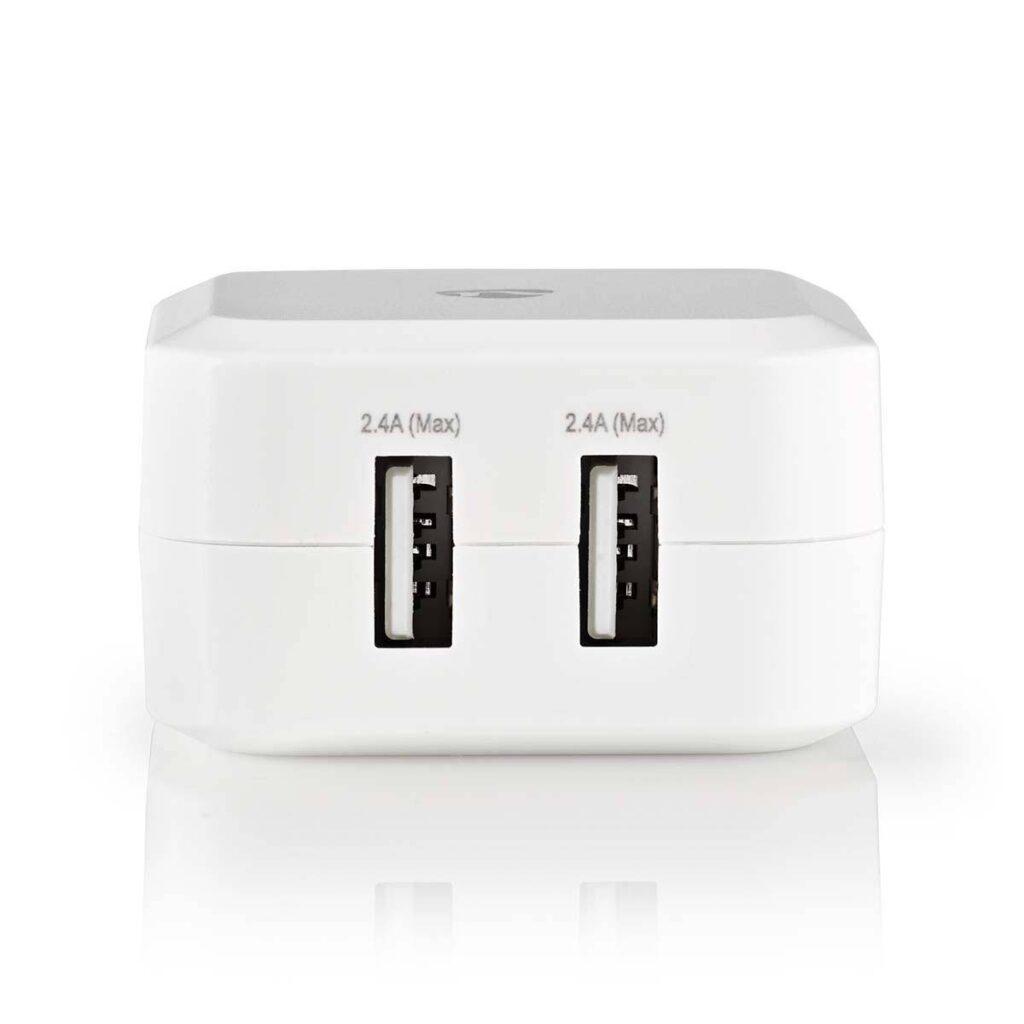 alimentator 110 240v usb x2 iesiri 42a alb nedis 1