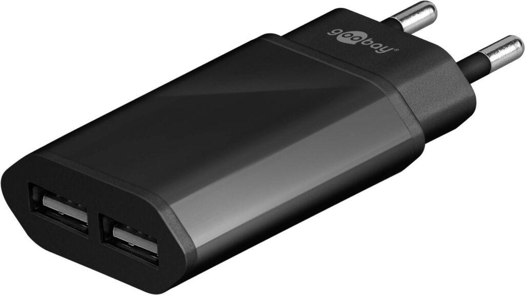 alimentator 230v la 2x usb 21a negru goobay 1