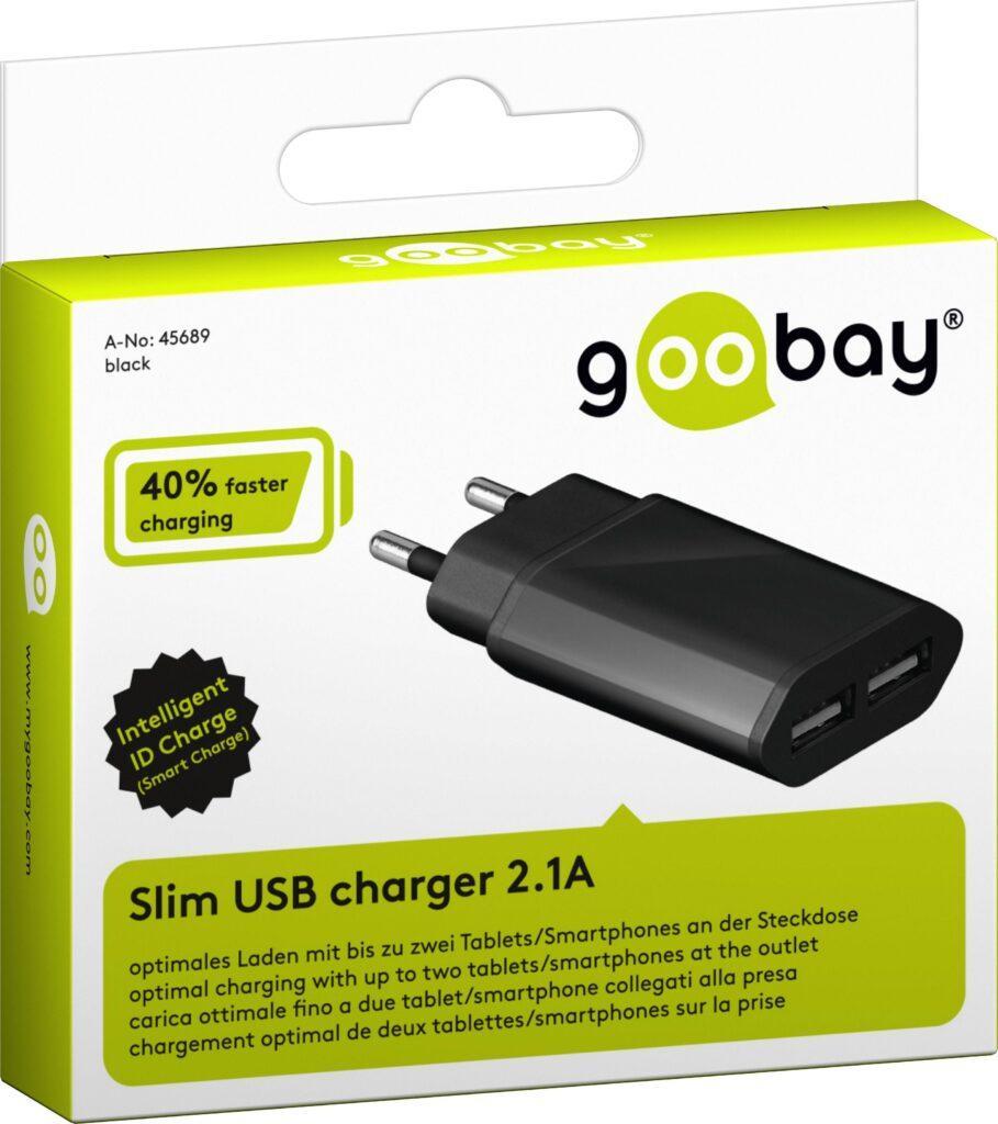 alimentator 230v la 2x usb 21a negru goobay scaled