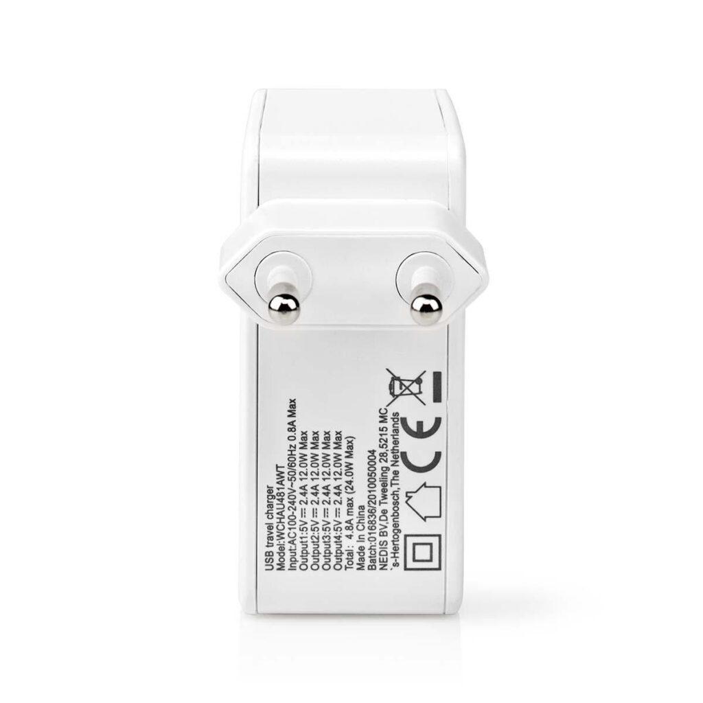 alimentator incarcator 220v usb 24w 2x24a 2x1a alb nedis 3