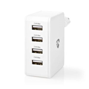 alimentator incarcator 220v usb 24w 2x24a 2x1a alb nedis