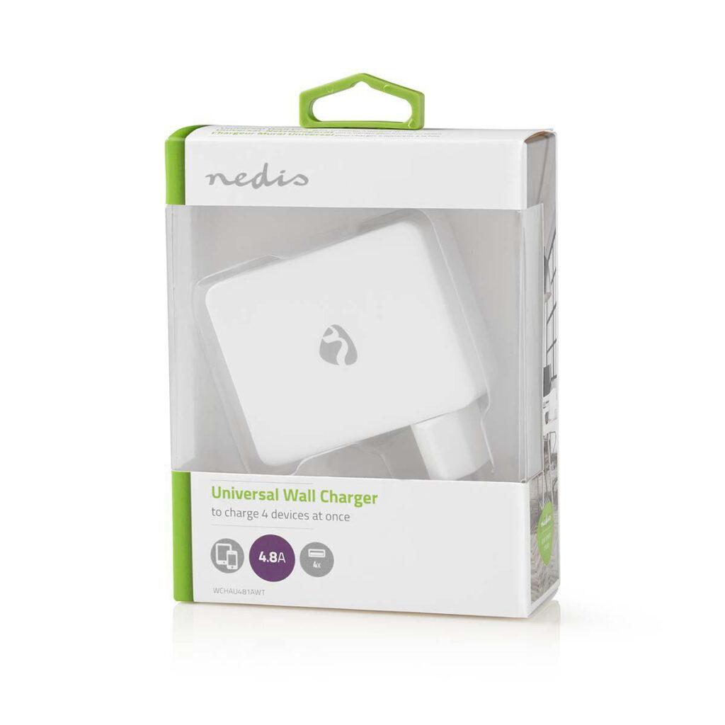 alimentator incarcator 220v usb 24w 2x24a 2x1a alb nedis 6