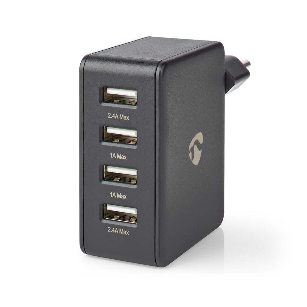 alimentator incarcator 220v usb 24w 2x24a 2x1a negru nedis