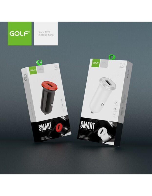 alimentator incarcator de la auto 1a 12 24v la 1x usb 1a negru gf c5 blister golf 2