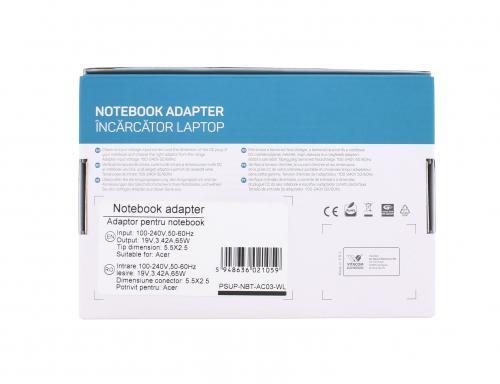 alimentator pentru laptop acer 19v 342a 65w 55x25 mm well 2