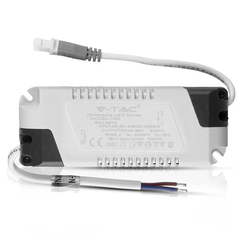 alimentator pentru panouri led 12w 24 45vdc 300ma cu control variatie intensitate dimmer v tac 2