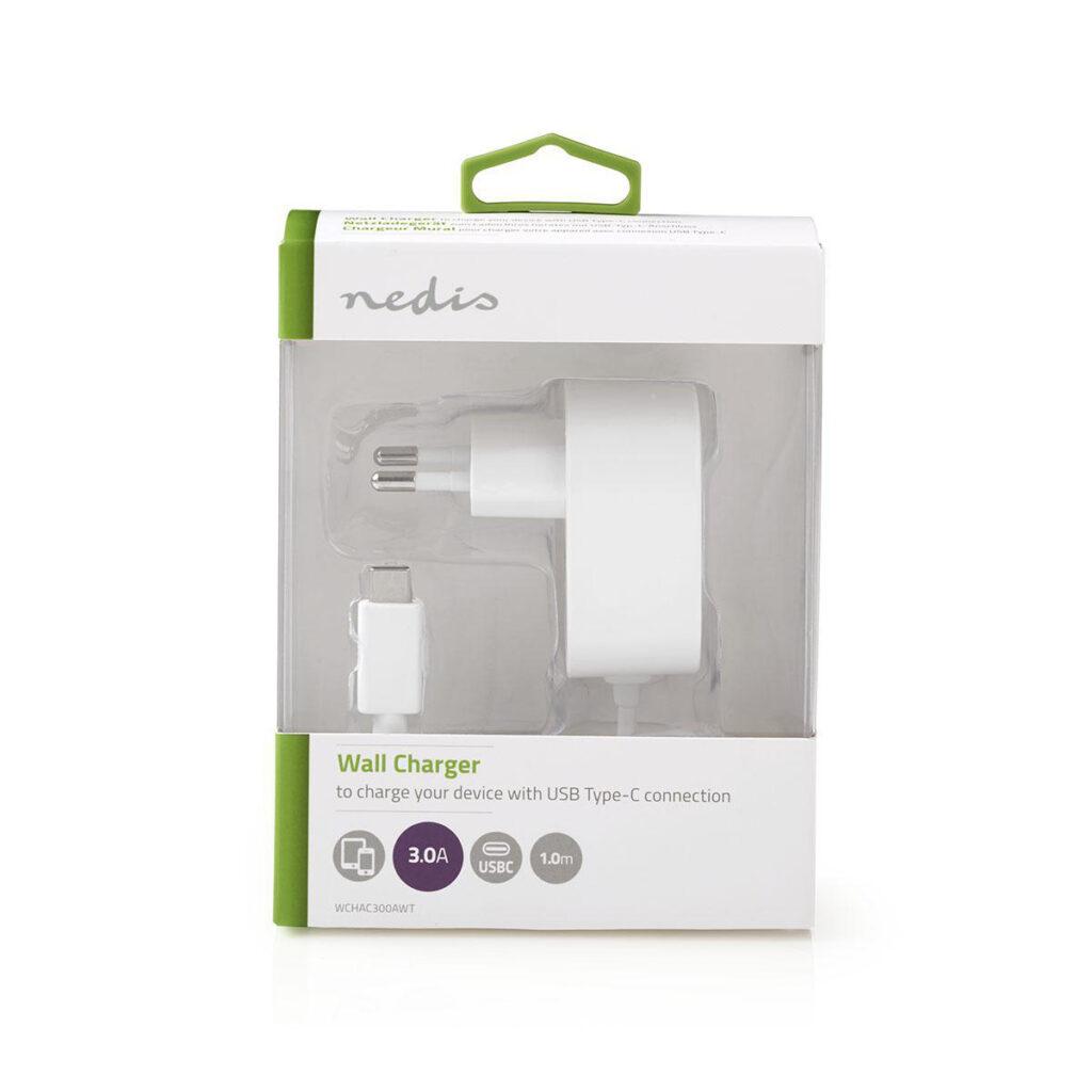 alimentator retea usb type c 3a cablu fix alb nedis 6