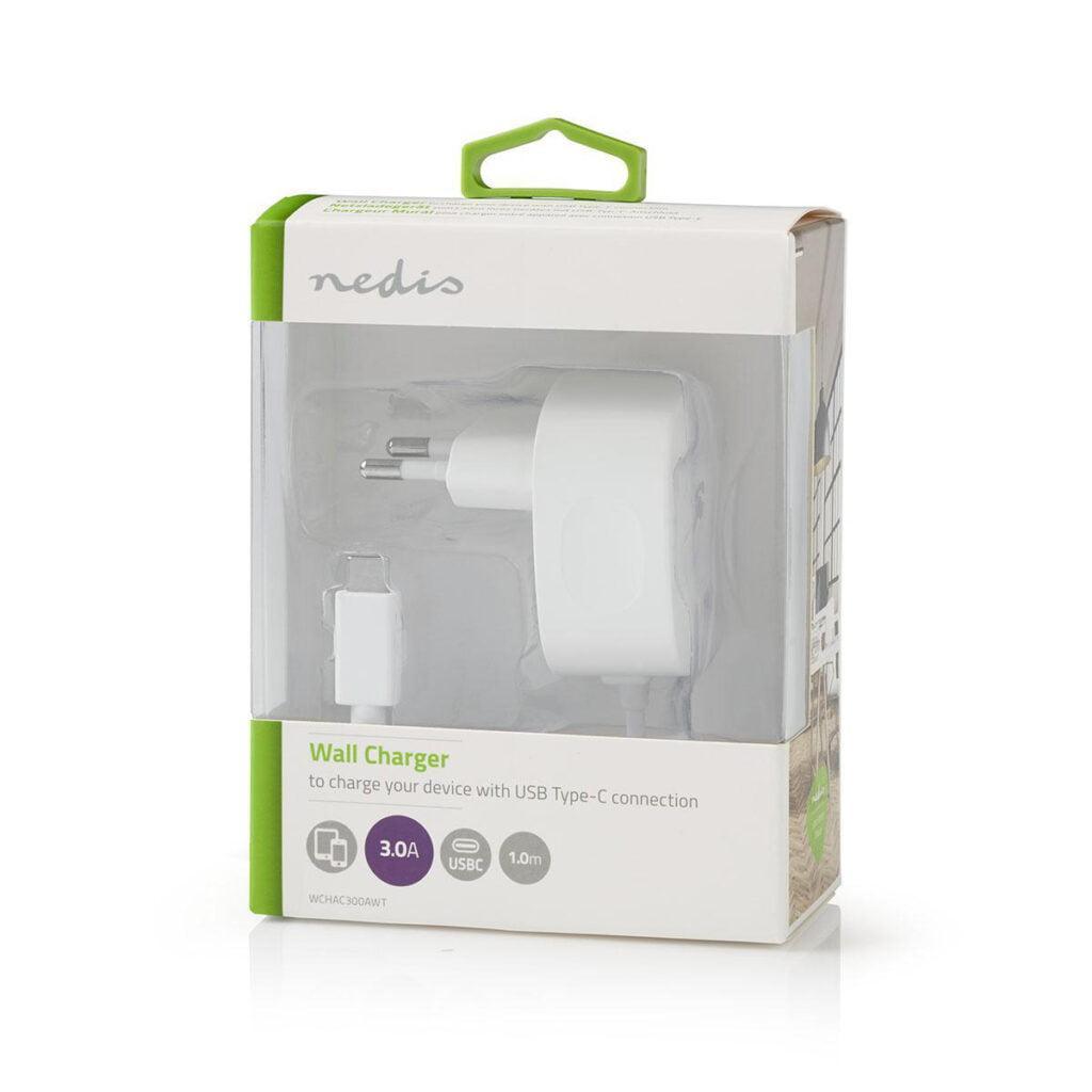 alimentator retea usb type c 3a cablu fix alb nedis 7