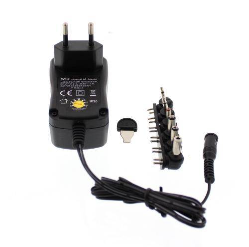 alimentator universal in comutatie 3 12v 1a 1000ma 6 mufe well 1