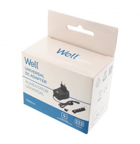 alimentator universal in comutatie 3 12v 1a 1000ma 6 mufe well 4