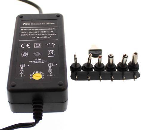 alimentator universal in comutatie 3000ma 5 15v 3a 6 mufe well 2