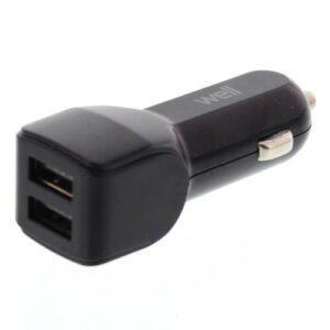 alimentator usb bricheta auto 2 iesiri 24a negru well