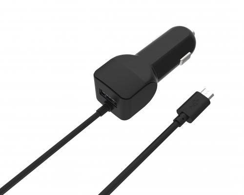 alimentator usb bricheta auto cu cablu micro usb 2 iesiri 24a negru well 1