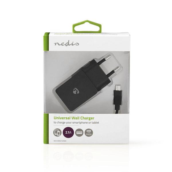 alimentator usb nedis 110 240v 1 iesire 21a negru micro usb inclus 3