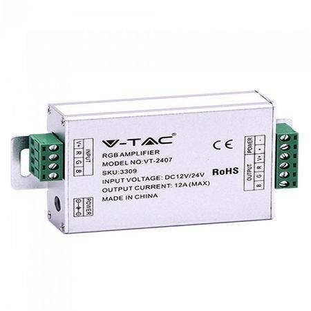 amplificator banda led rgb 12 24vdc 12a 3 canale x4a v tac
