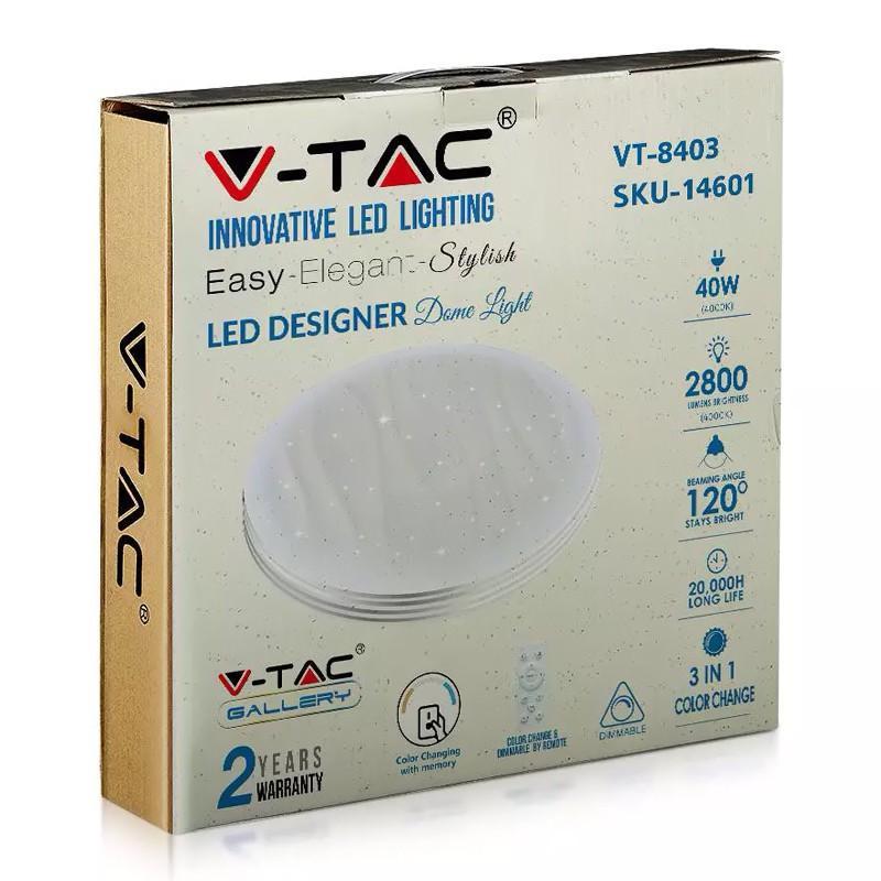 aplica led 40w 3in1 dimabil cu telecomanda 2800lm ip20 v tac 16