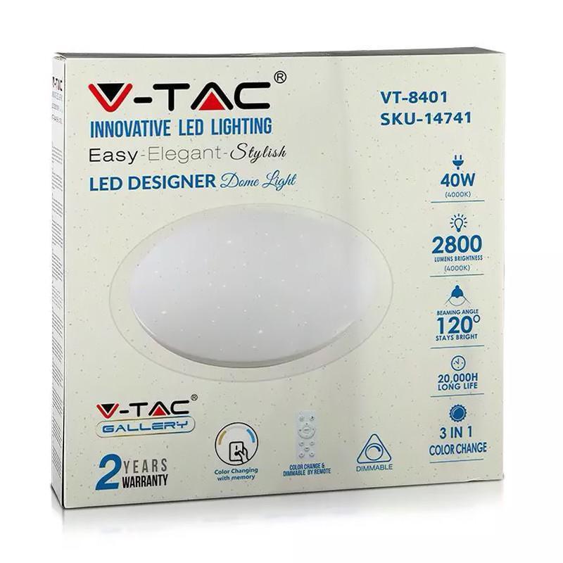 aplica led 40w 3in1 dimabil cu telecomanda 2800lm ip20 v tac sku 14741 14