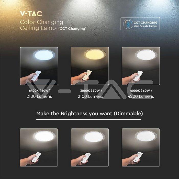 aplica led 40w 3in1 dimabil cu telecomanda 2800lm ip20 v tac sku 14741 2