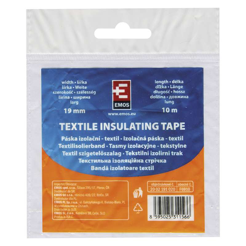 banda adeziva izolatoare textila 10m x 19mm negru f6910 emos 2