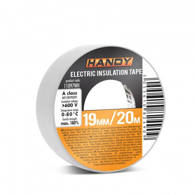 banda izolatoare 19mm x 20m alb 600v handy 2