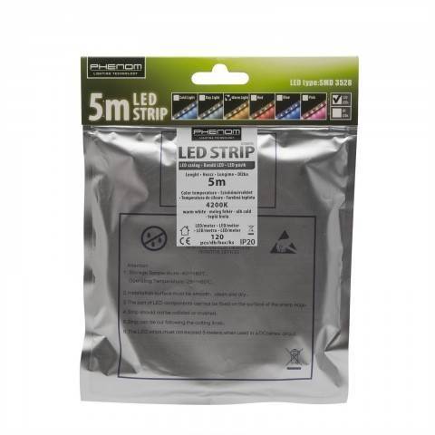 banda led 5m 120 leduri alb mediu 4200k phenom 2